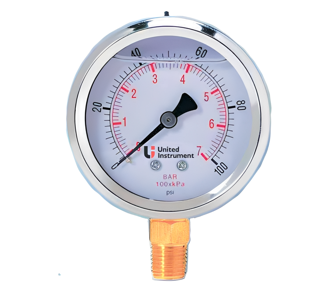 Pressure gauge with brass connector